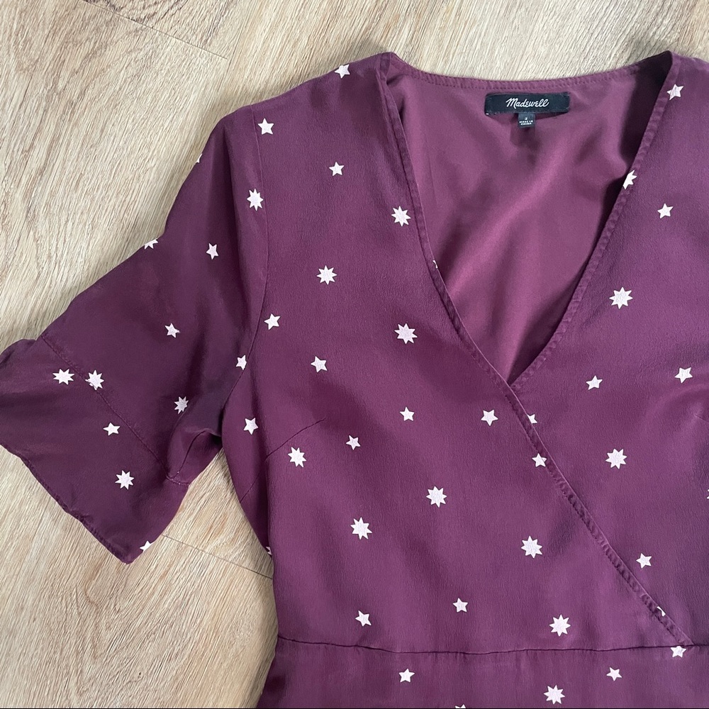 MADEWELL | 100% silk star print flutter mini dress style H3616 size 2 - Picture 6 of 8